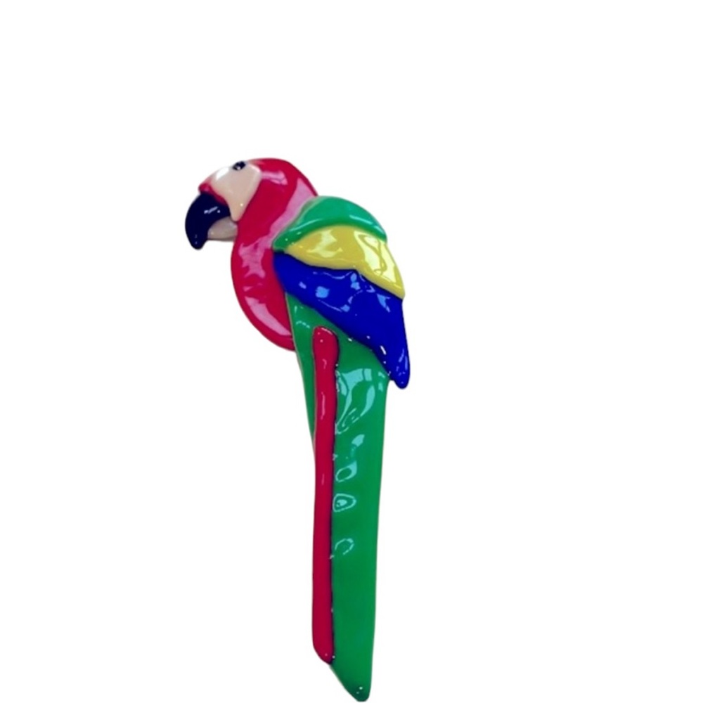 Artisan-made Handcrafted Glass Parrot Pin. EUC.